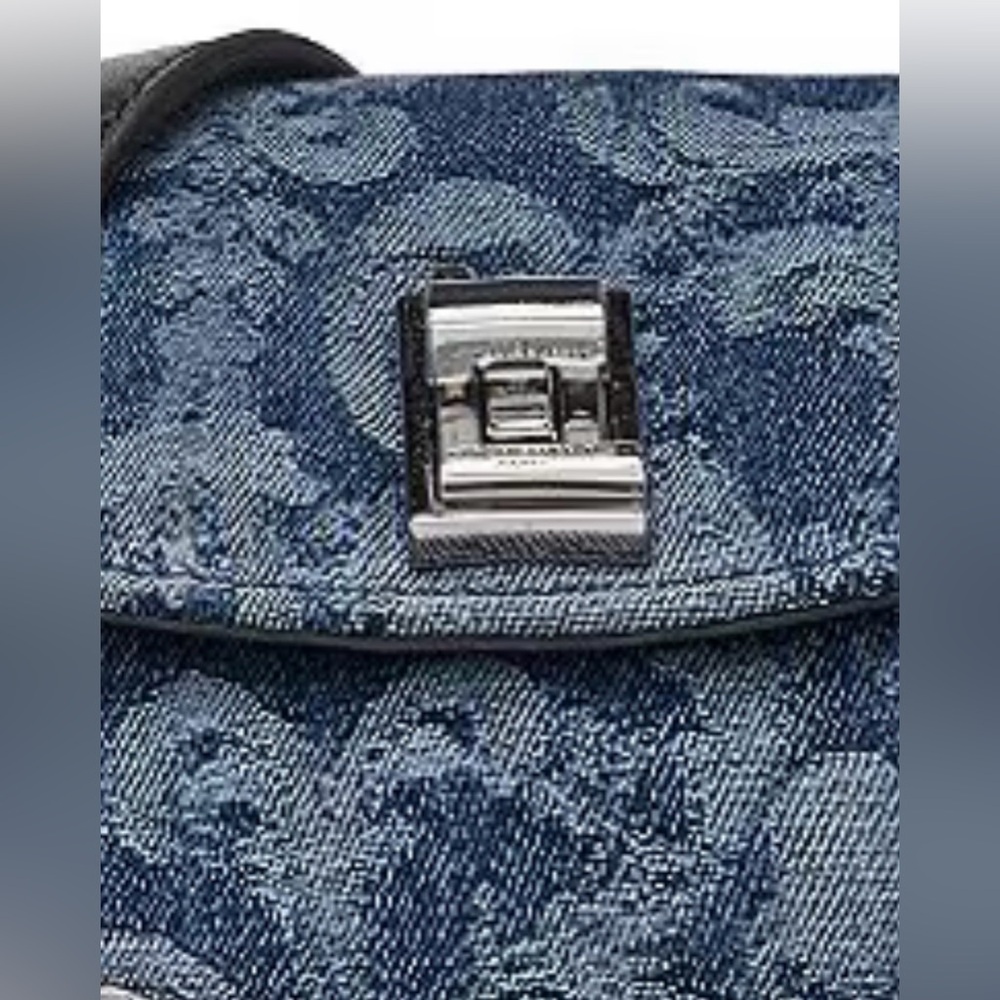 NWT KARL LAGERFELD PARIS Nadine Denim Shoulder Bag—Silver Chain Detail W/ Dusty - Picture 6 of 6